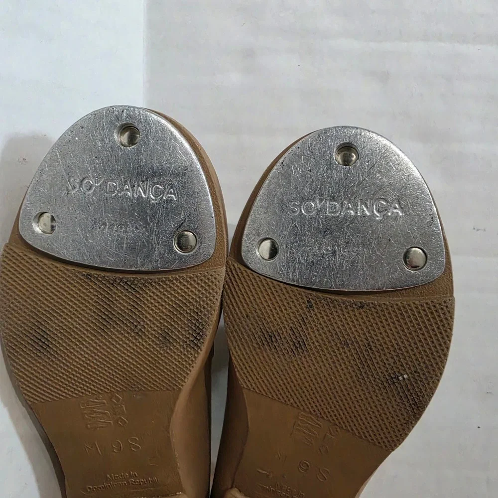 So Danca TA35 Tan Mary Jane Tap Shoes Kids Size 9S Snap Elastic Strap